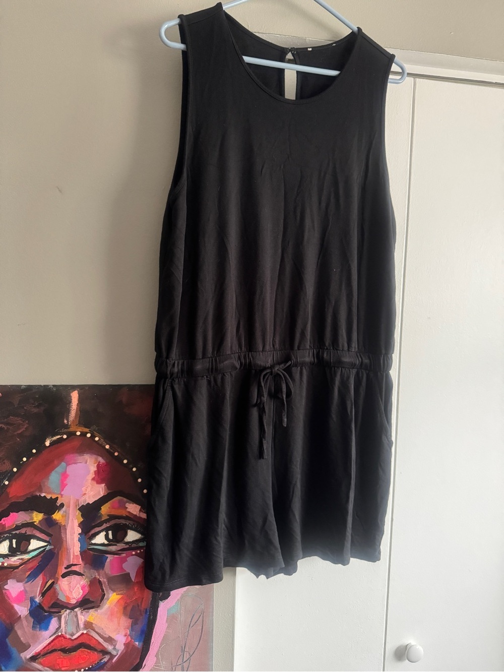 Essential Black Sleeveless Jersey Romper with Pockets size L/XL - Picture 4 of 10
